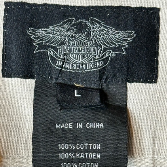 Harley Davidson Men's Gray Short Sleeve Shirt w/ Embroidered Logo Large Top - Picture 4 of 16